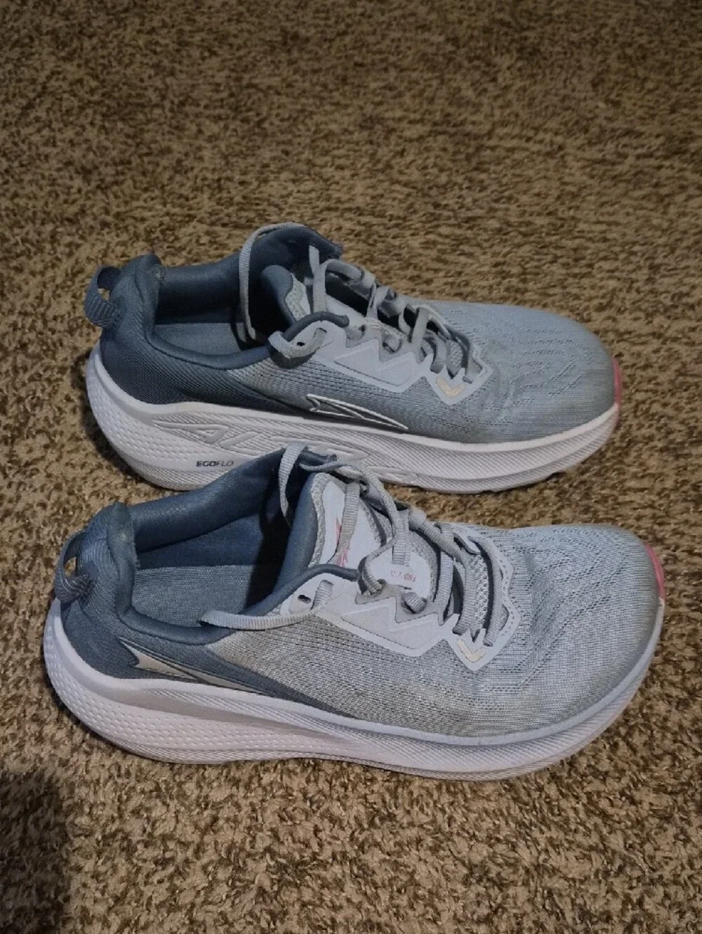 Altra FWD Via Women's Pale Blue Athletic Running Shoes with Pink Accent